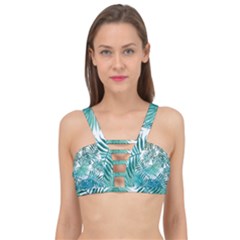 Blue Tropical Leaves Cage Up Bikini Top by goljakoff