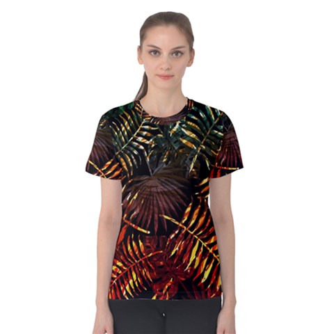 Tropical Leaves Women s Cotton Tee by goljakoff