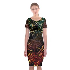 Tropical Leaves Classic Short Sleeve Midi Dress