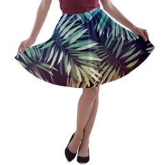 Tropic Leaves A-line Skater Skirt by goljakoff