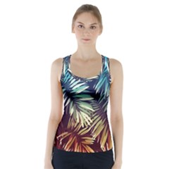 Tropic Leaves Racer Back Sports Top by goljakoff