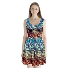 Tropic Leaves Split Back Mini Dress  by goljakoff