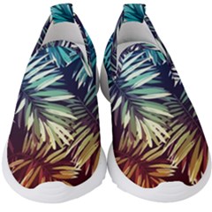 Tropic Leaves Kids  Slip On Sneakers by goljakoff