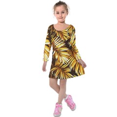 Golden Leaves Kids  Long Sleeve Velvet Dress by goljakoff