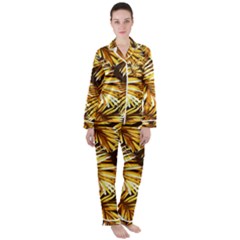 Golden Leaves Satin Long Sleeve Pyjamas Set by goljakoff