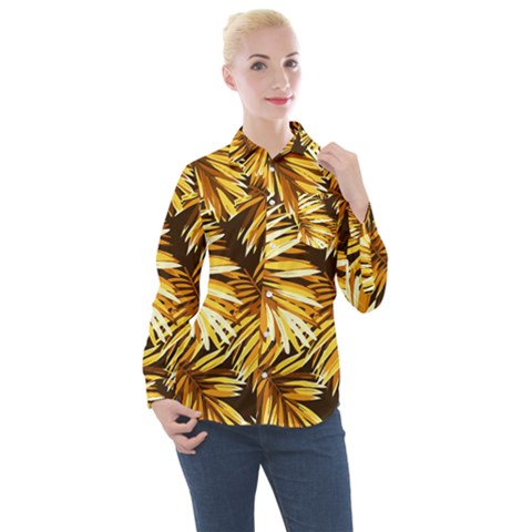 Golden Leaves Women s Long Sleeve Pocket Shirt by goljakoff