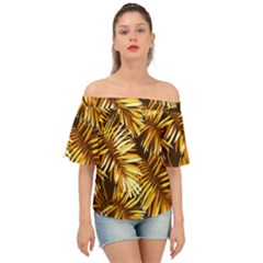 Golden Leaves Off Shoulder Short Sleeve Top by goljakoff