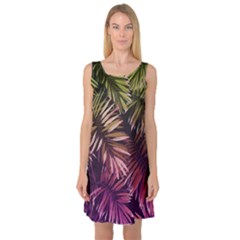 Purple Leaves Sleeveless Satin Nightdress by goljakoff