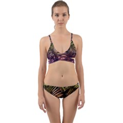 Purple Leaves Wrap Around Bikini Set by goljakoff