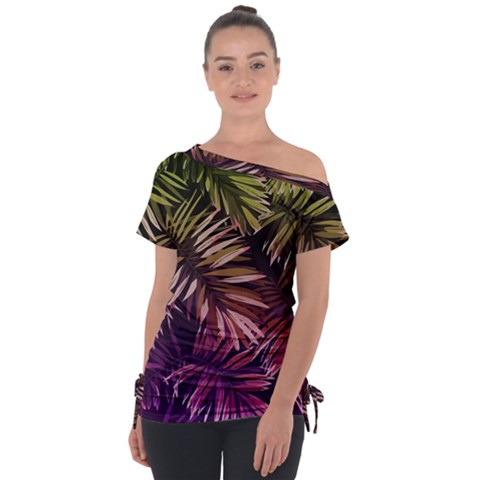 Purple Leaves Tie-up Tee by goljakoff