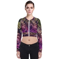 Purple Leaves Long Sleeve Zip Up Bomber Jacket by goljakoff