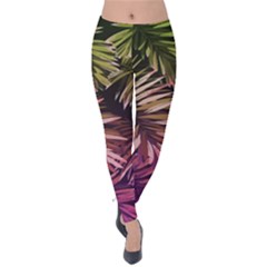 Purple Leaves Velvet Leggings by goljakoff