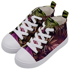 Purple Leaves Kids  Mid-top Canvas Sneakers by goljakoff