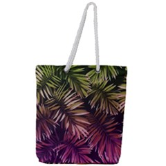 Purple Leaves Full Print Rope Handle Tote (large) by goljakoff