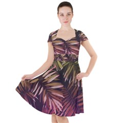 Purple Leaves Cap Sleeve Midi Dress by goljakoff