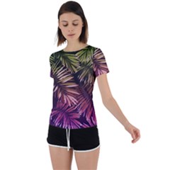 Purple Leaves Back Circle Cutout Sports Tee by goljakoff