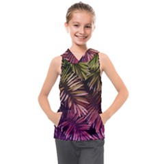 Purple Leaves Kids  Sleeveless Hoodie by goljakoff