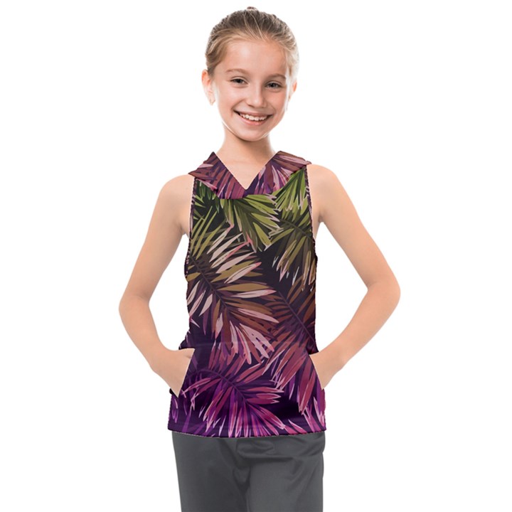 Purple leaves Kids  Sleeveless Hoodie