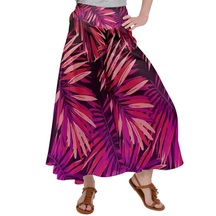 Pink leaves Satin Palazzo Pants