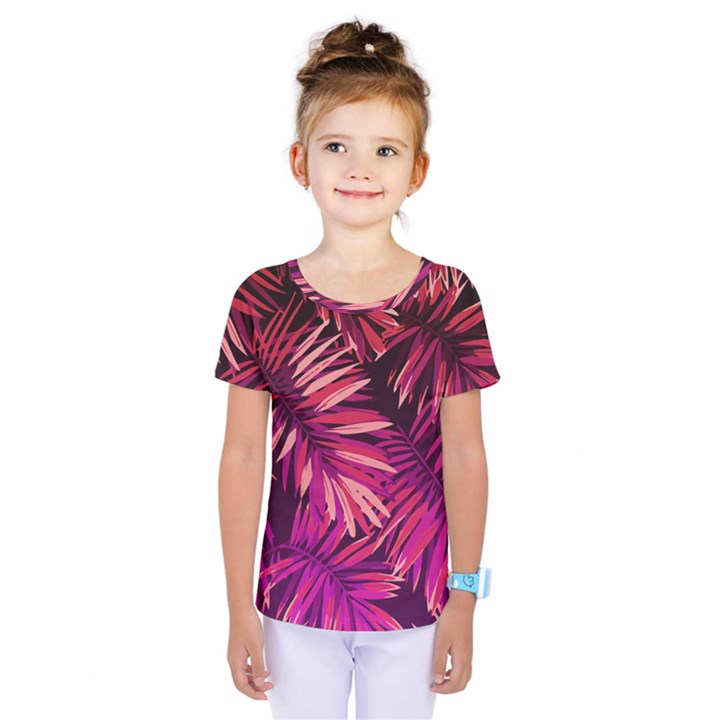 Pink leaves Kids  One Piece Tee