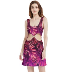 Pink Leaves Velvet Cutout Dress by goljakoff