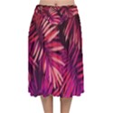 Pink leaves Velvet Flared Midi Skirt View1