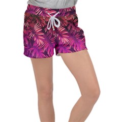 Pink Leaves Velour Lounge Shorts by goljakoff