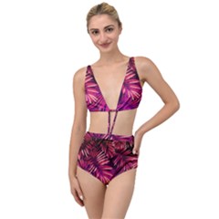 Pink Leaves Tied Up Two Piece Swimsuit by goljakoff