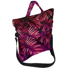 Pink Leaves Fold Over Handle Tote Bag by goljakoff