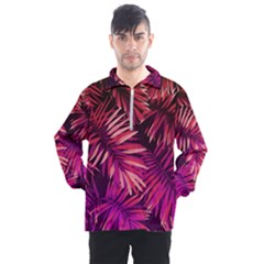 Pink Leaves Men s Half Zip Pullover by goljakoff