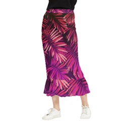 Pink Leaves Maxi Fishtail Chiffon Skirt by goljakoff