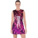 Pink leaves Lace Up Front Bodycon Dress View1