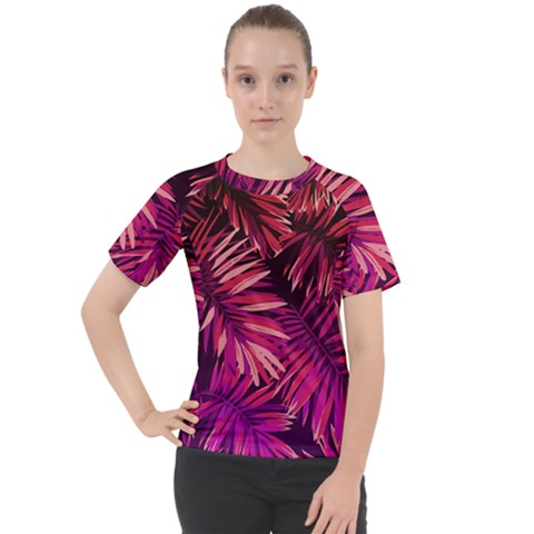 Pink Leaves Women s Sport Raglan Tee by goljakoff