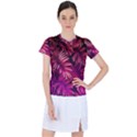 Pink leaves Women s Sports Top View1