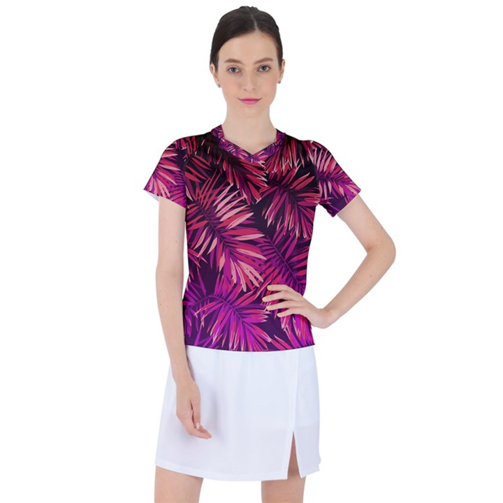 Pink leaves Women s Sports Top