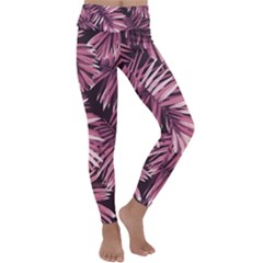 Rose Leaves Kids  Lightweight Velour Classic Yoga Leggings by goljakoff