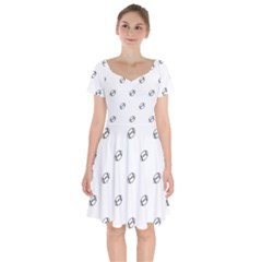 American Football Ball Motif Print Pattern Short Sleeve Bardot Dress by dflcprintsclothing