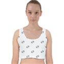 American Football Ball Motif Print Pattern Velvet Racer Back Crop Top View1