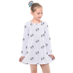 American Football Ball Motif Print Pattern Kids  Long Sleeve Dress by dflcprintsclothing