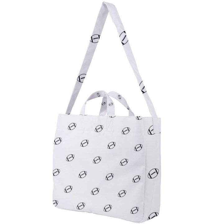 American Football Ball Motif Print Pattern Square Shoulder Tote Bag