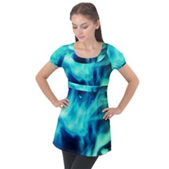 Glow Bomb  Puff Sleeve Tunic Top by MRNStudios