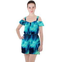 Glow Bomb  Ruffle Cut Out Chiffon Playsuit by MRNStudios