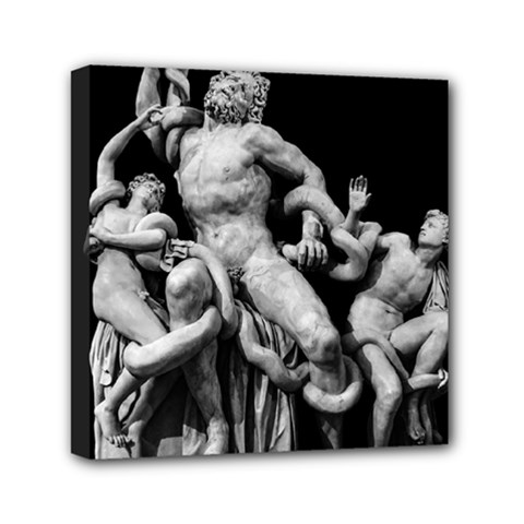 Laocoon Sculpture Over Black Mini Canvas 6  x 6  (Stretched)