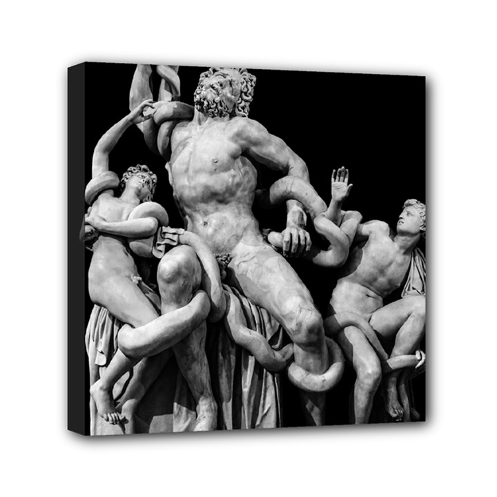 Laocoon Sculpture Over Black Mini Canvas 6  x 6  (Stretched)