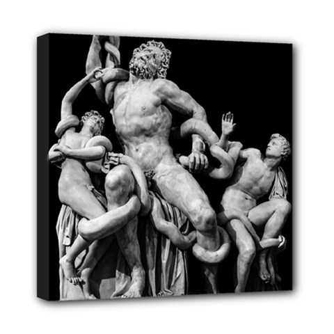 Laocoon Sculpture Over Black Mini Canvas 8  x 8  (Stretched)