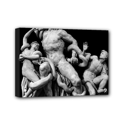 Laocoon Sculpture Over Black Mini Canvas 7  x 5  (Stretched)