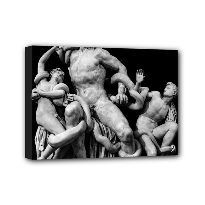 Laocoon Sculpture Over Black Mini Canvas 7  x 5  (Stretched)