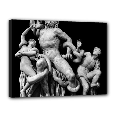 Laocoon Sculpture Over Black Canvas 16  x 12  (Stretched)