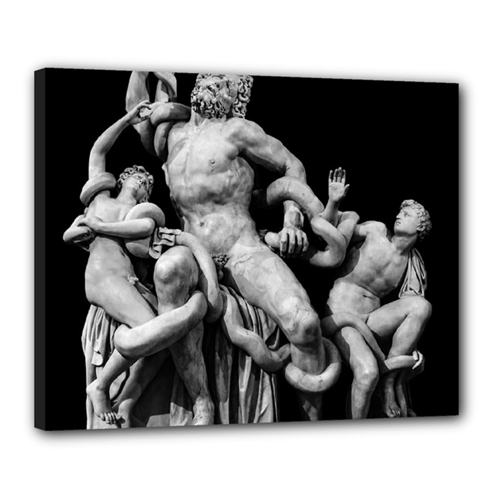 Laocoon Sculpture Over Black Canvas 20  x 16  (Stretched)