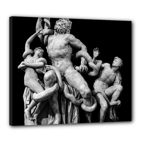 Laocoon Sculpture Over Black Canvas 24  x 20  (Stretched)